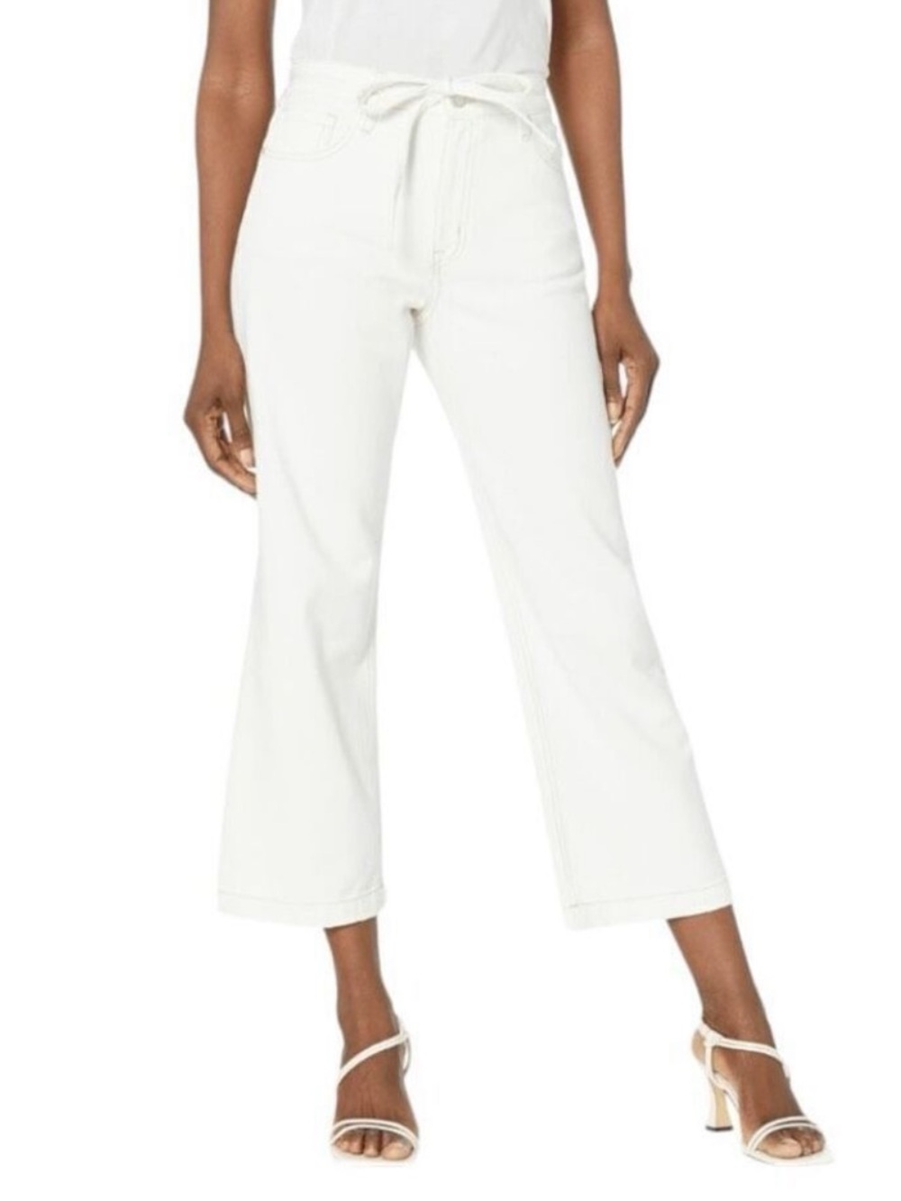 SANCTUARY DenimβMicro Belt Crop Semi High Rise Wide Leg Jeans White Size 16W NWT